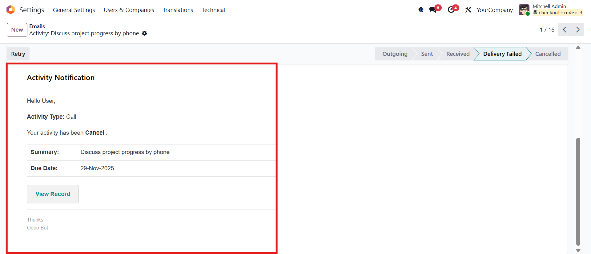 Login Details Menu Screenshot