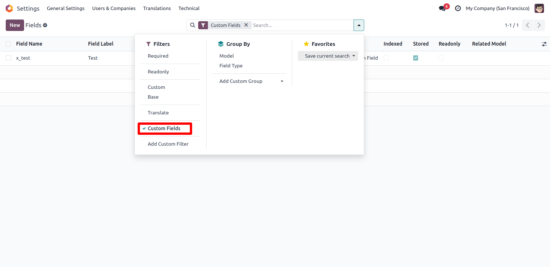Filter Custom Fields  Screenshot