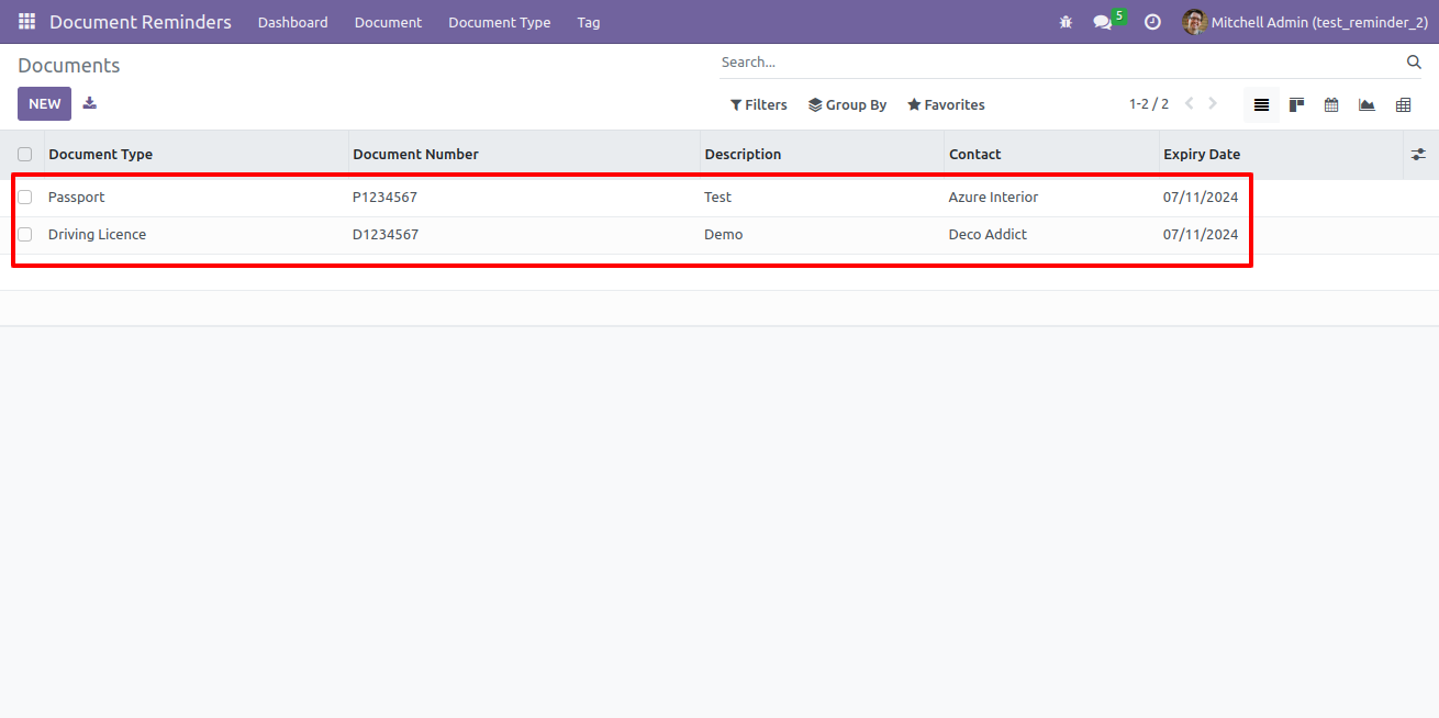 Show All Document List Screenshot