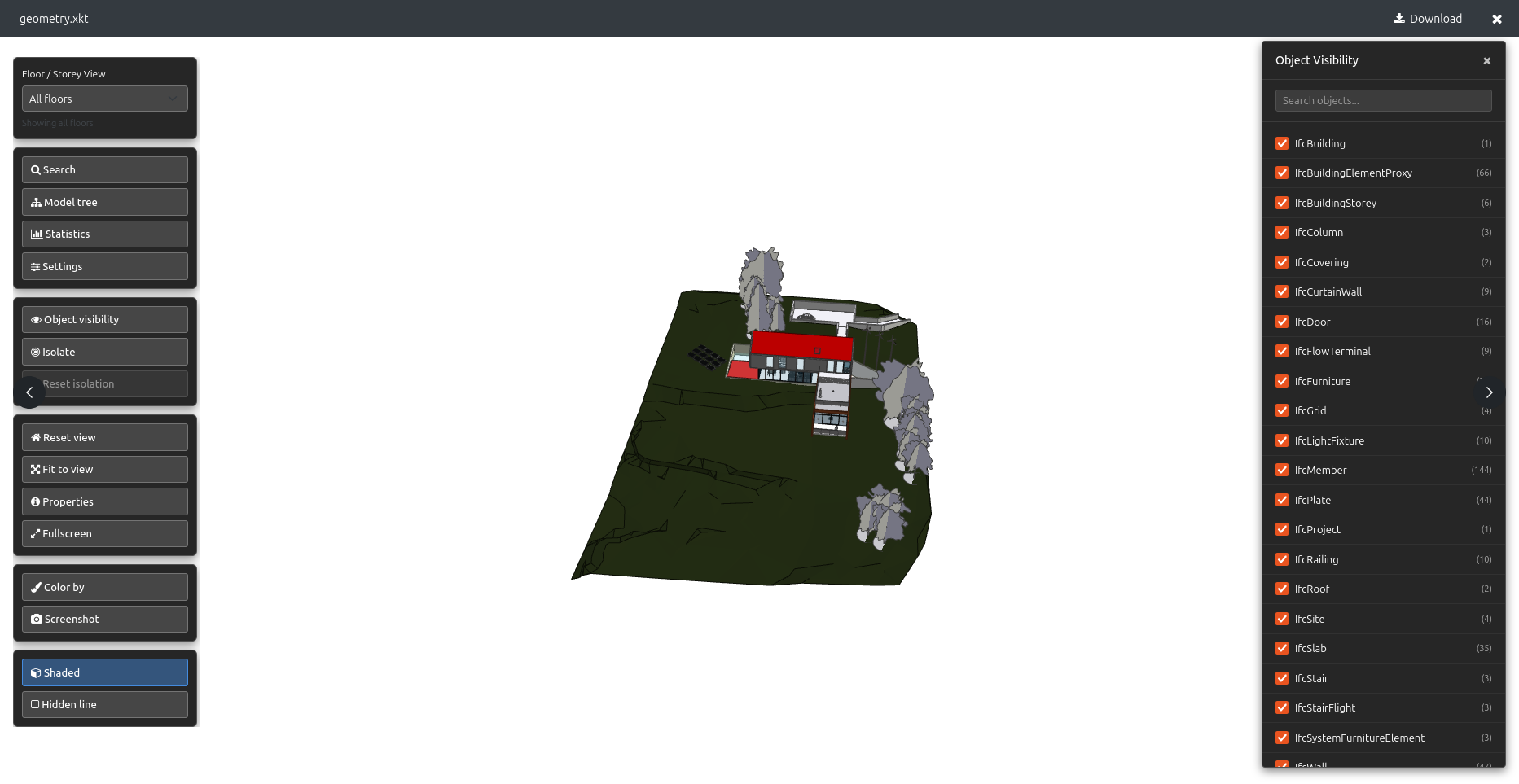 Adjust Object Visibility in the 3D BIM Viewer