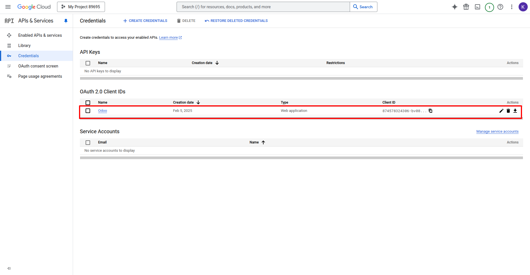 Generating Google Calendar API credentials