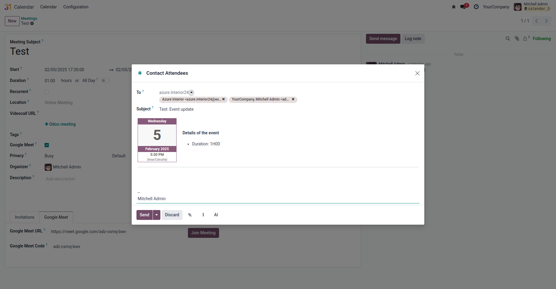 Email the Meeting information