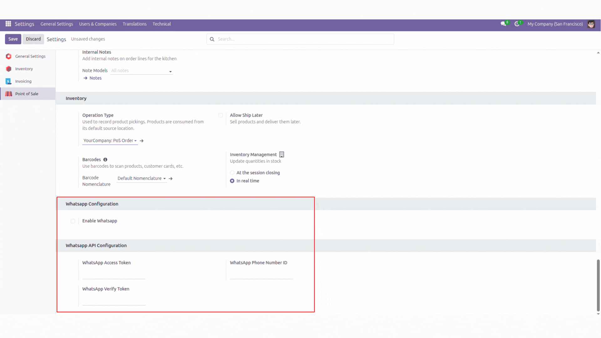 POS Wahtsapp Integration