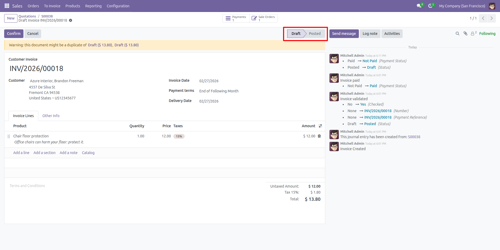 Invoice Reset to Draft