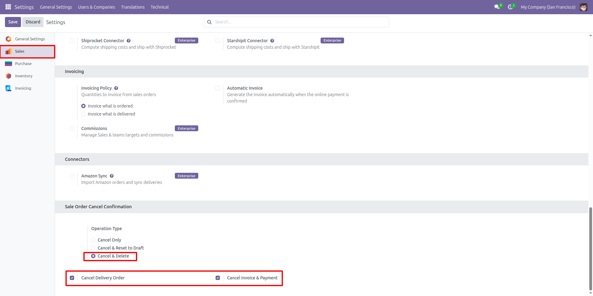 Cancel & Delete Configuration