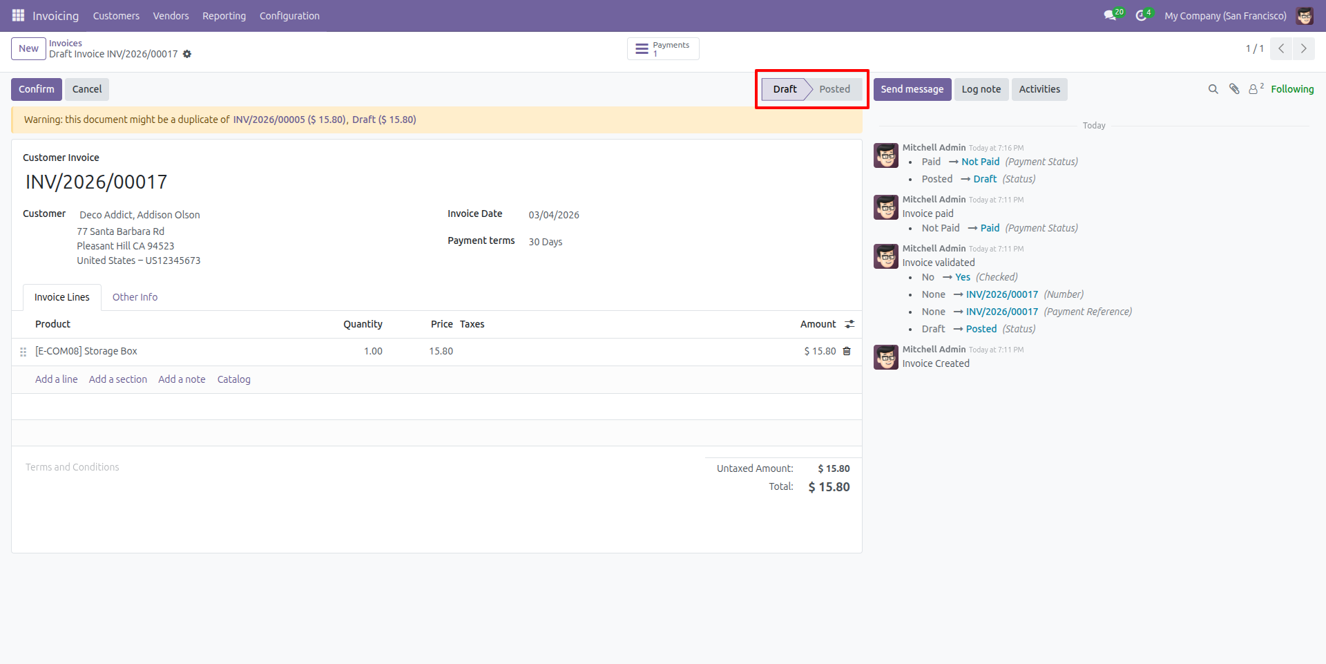 Invoice Reset to Draft After Cancellation