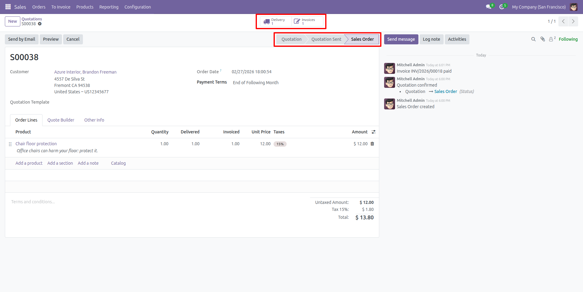 Sales Order with Related Delivery and Invoice