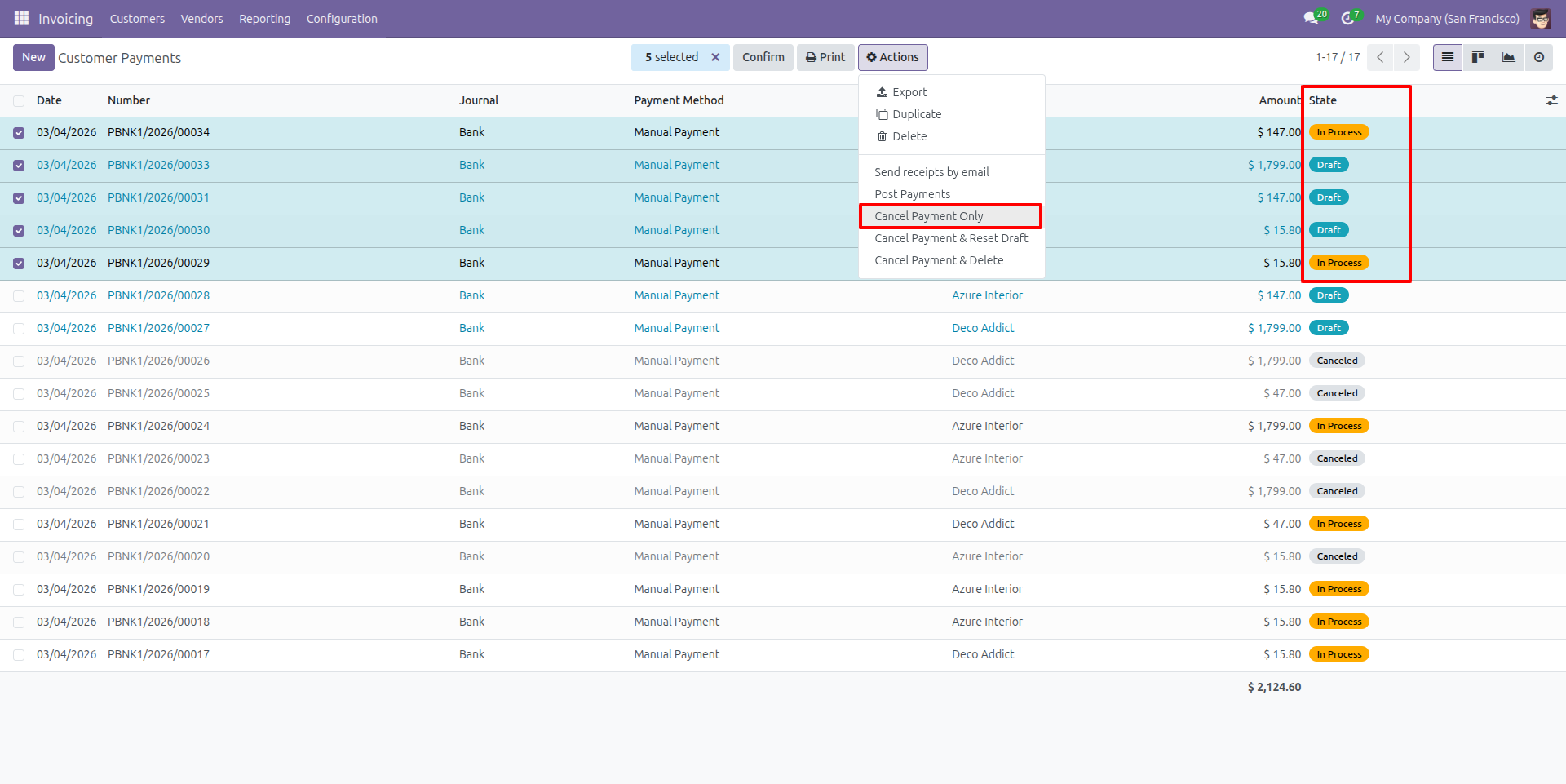 Bulk Cancel Payments Using “Cancel Payment Only” Action