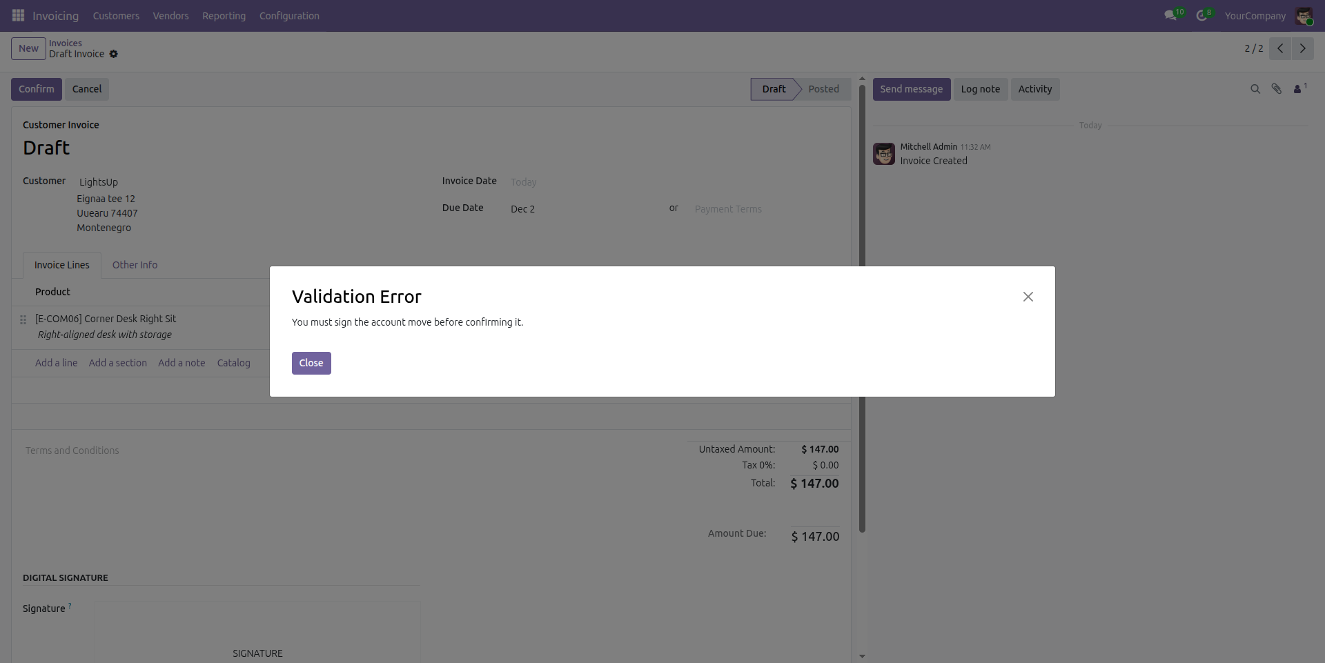 Invoice Signature Validation