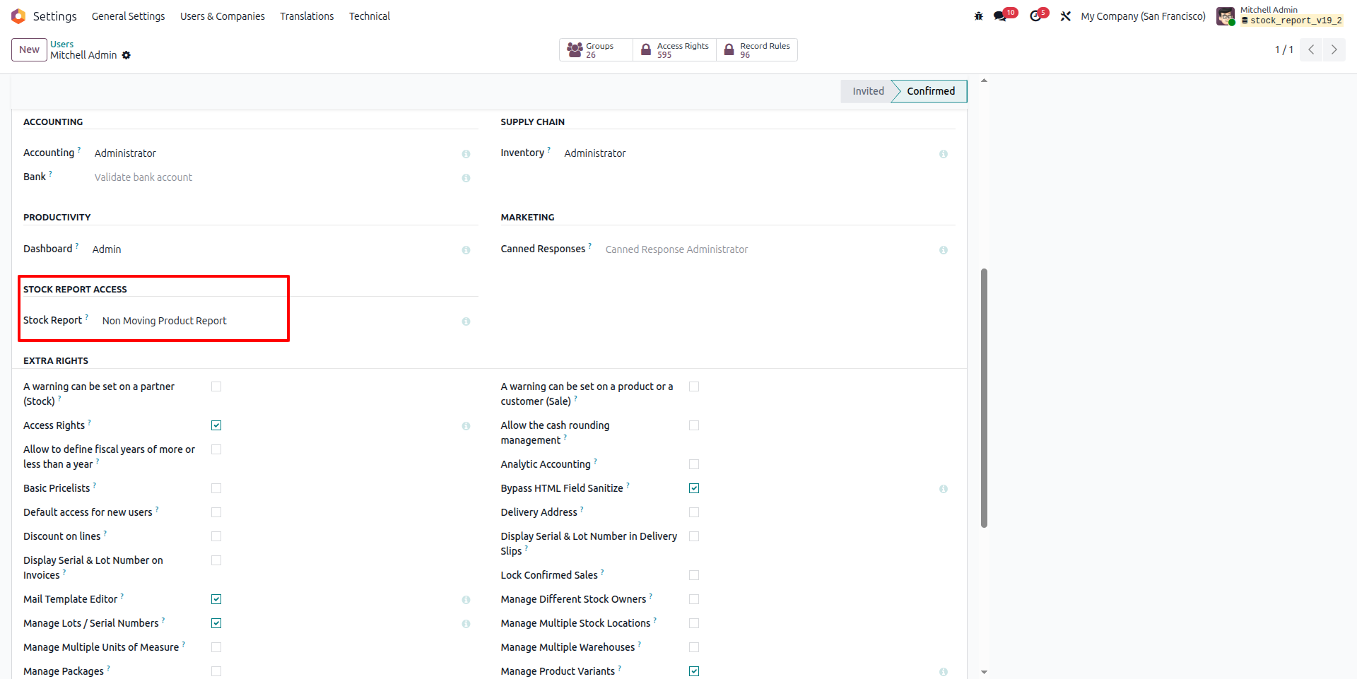 Stock Report Access Configuration