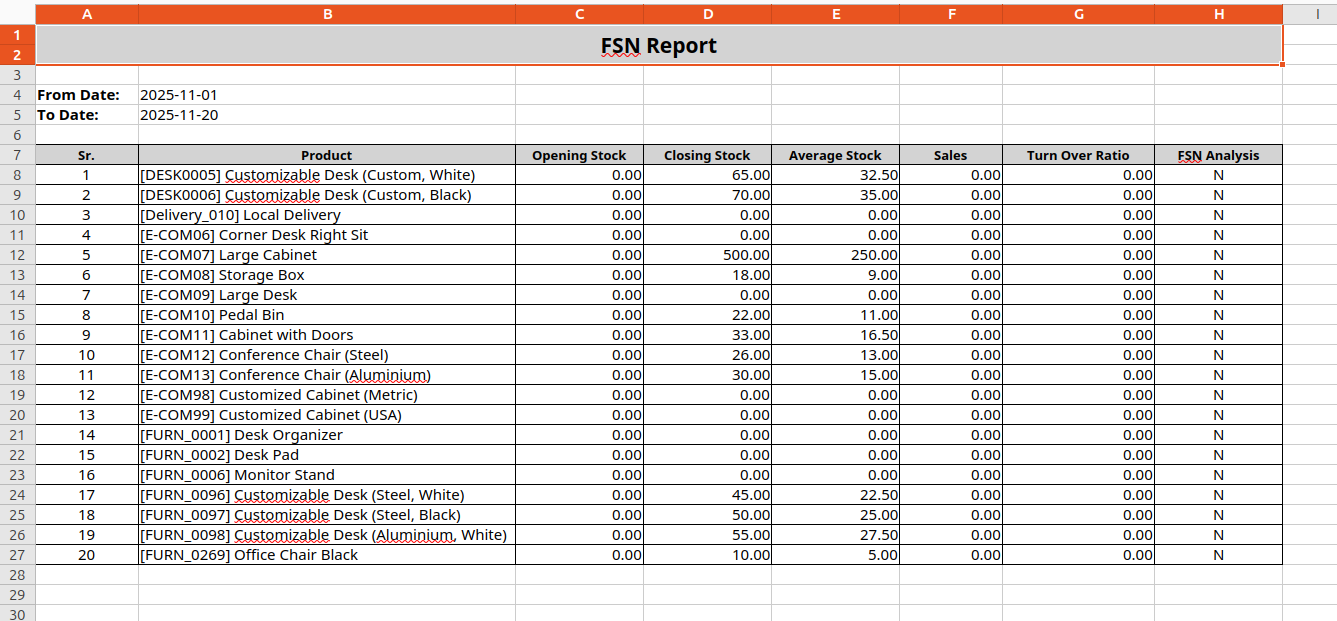 FSN Excel Report