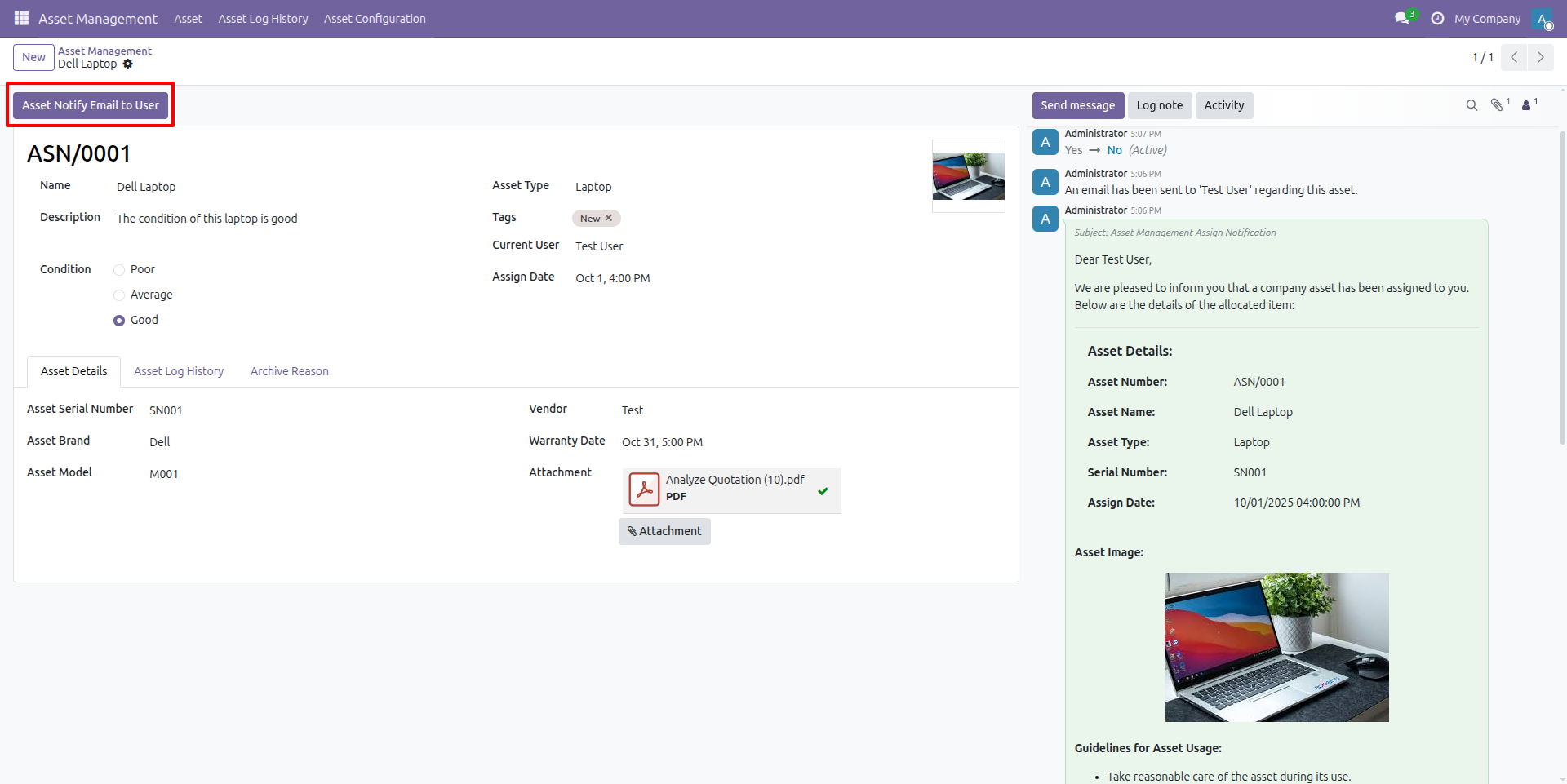 Send Notification Email to Assigned User