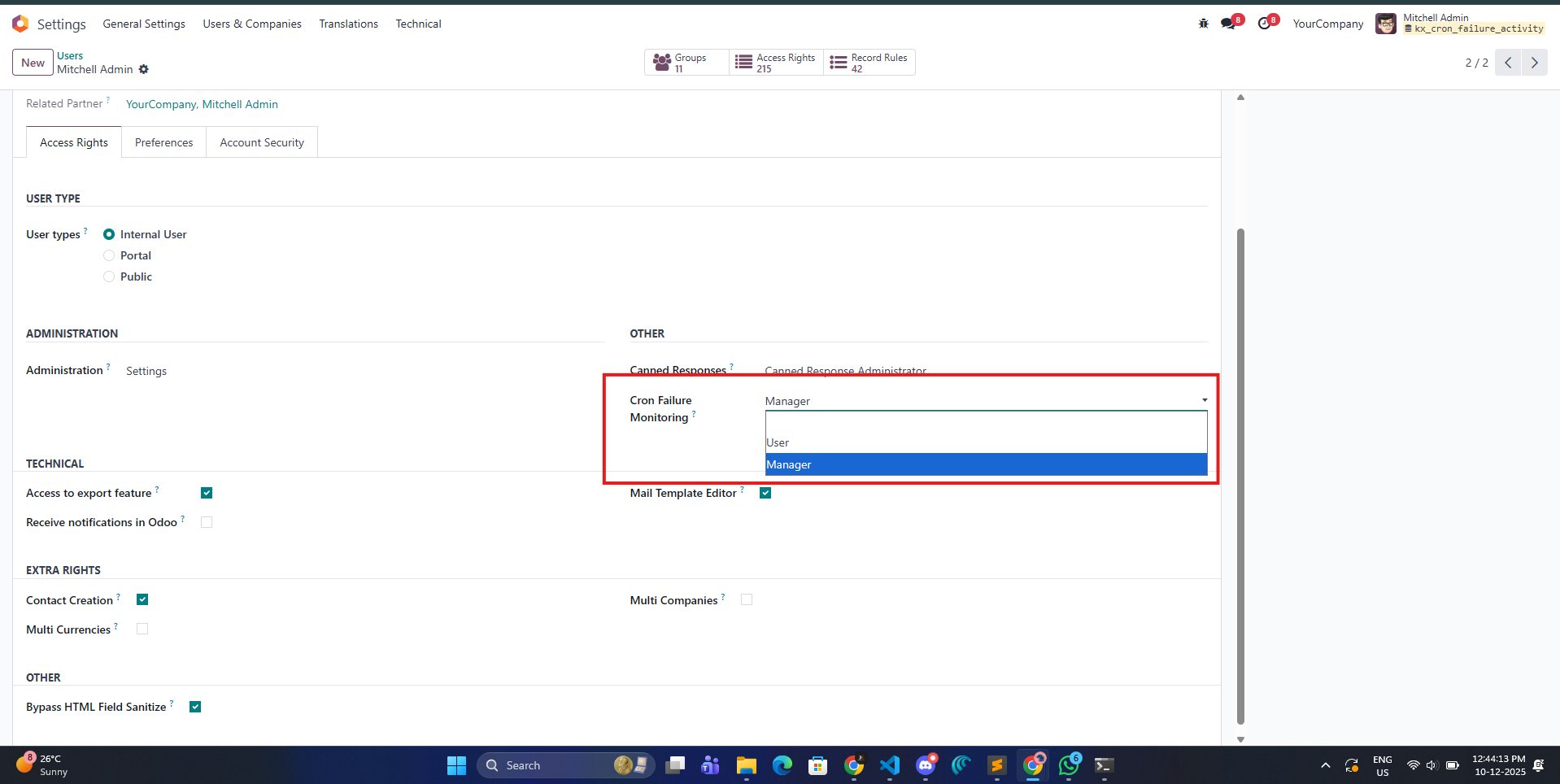 User Notification Settings