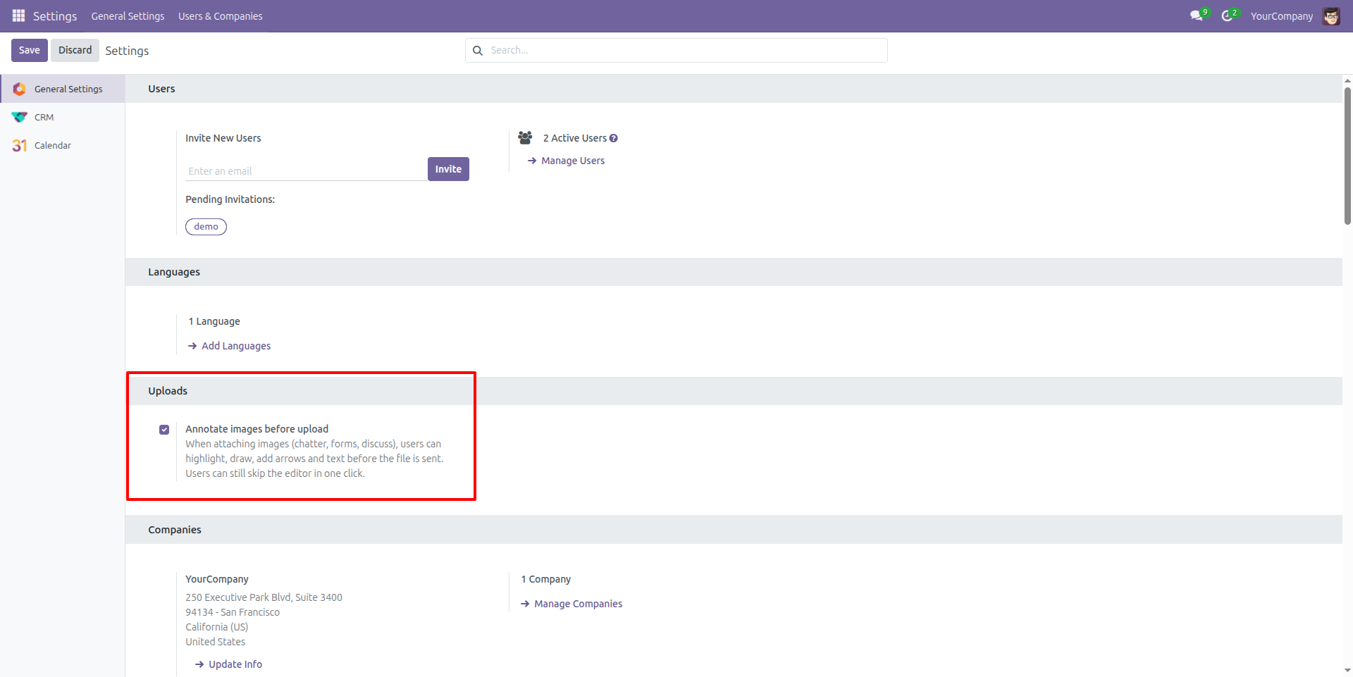 Annotate Images Before Upload Setting