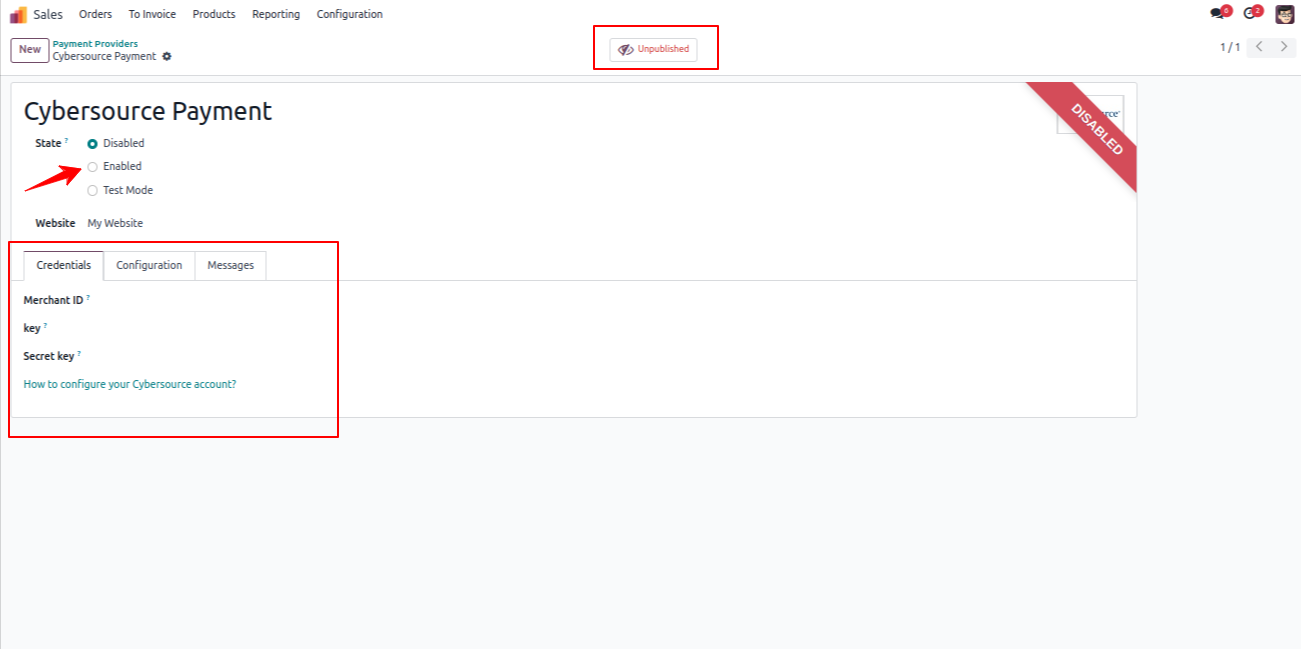 Login Details Menu Screenshot