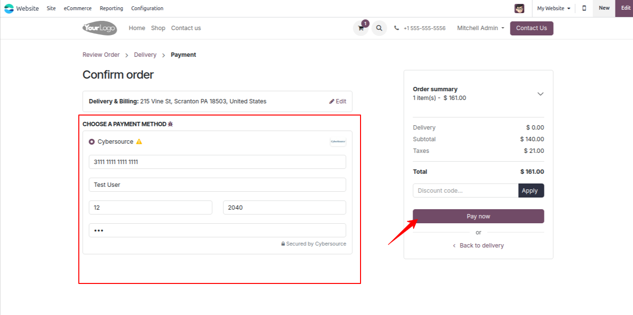 Login Details Menu Screenshot
