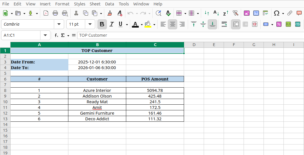 Excel Report Output