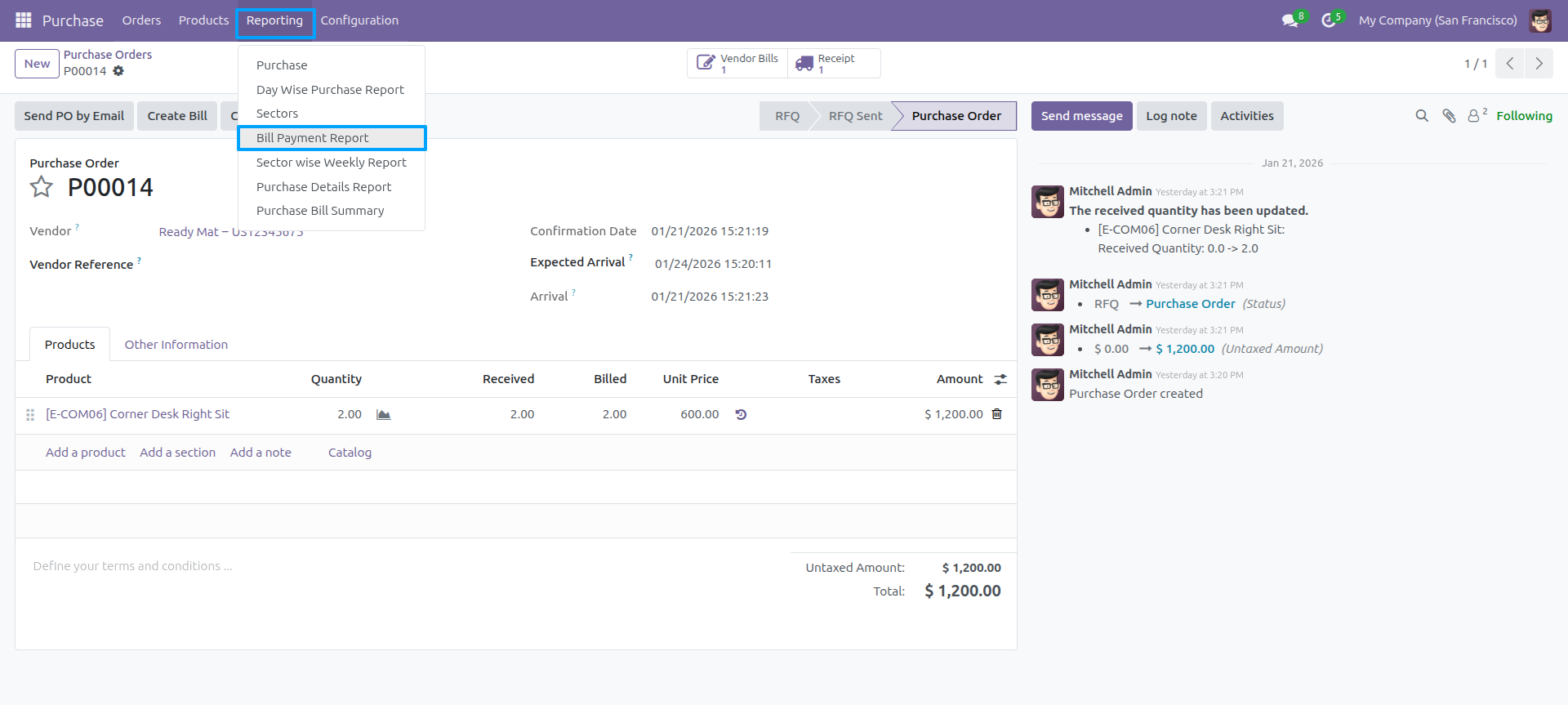 Bill Payment Report List View