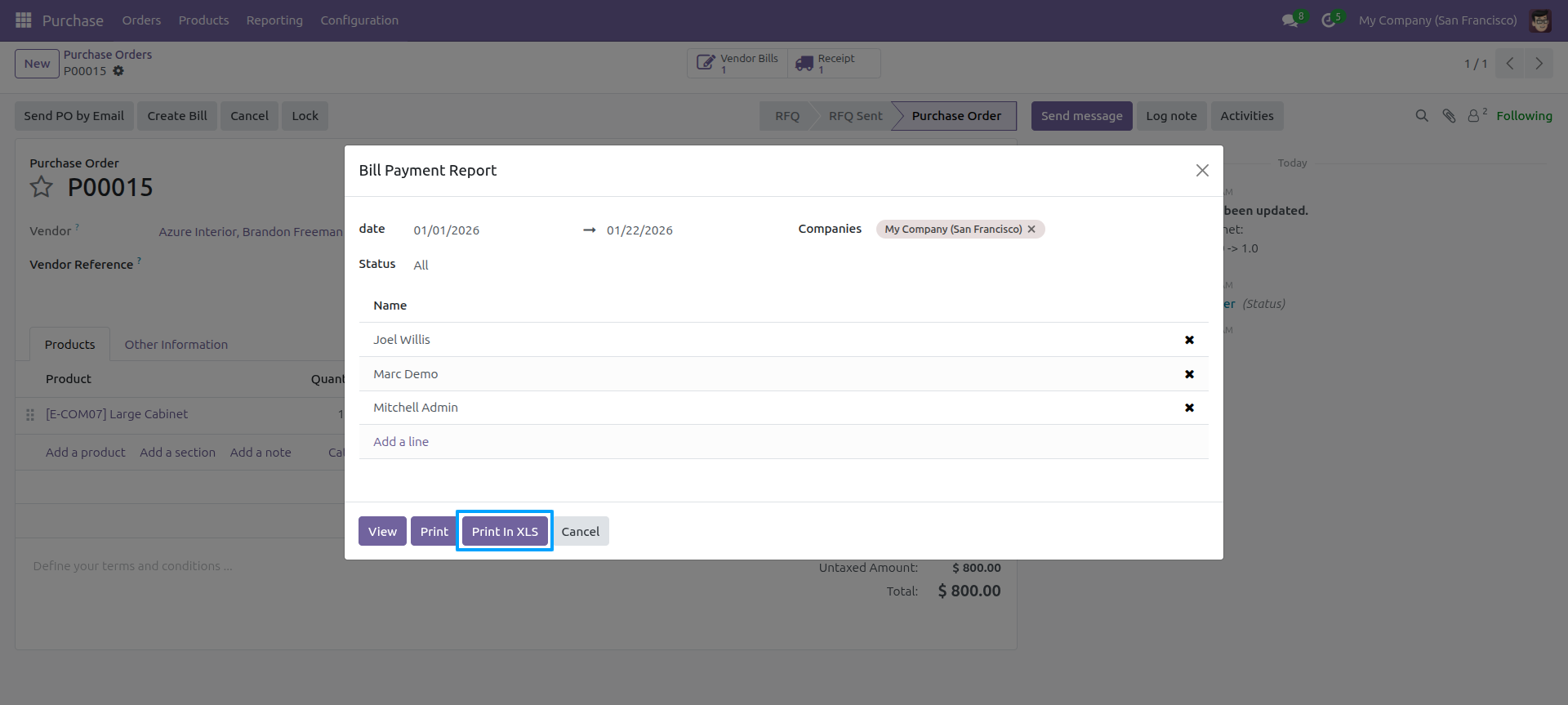 Bill Payment Report PDF