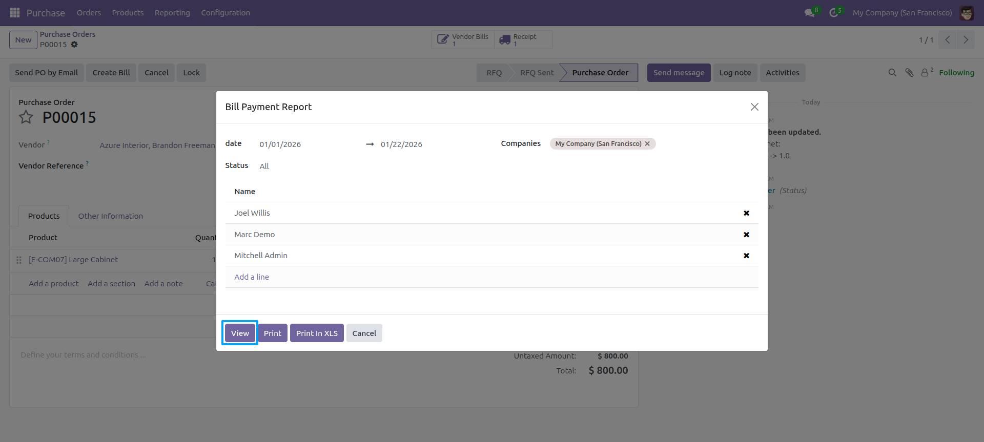 Bill Payment Report PDF