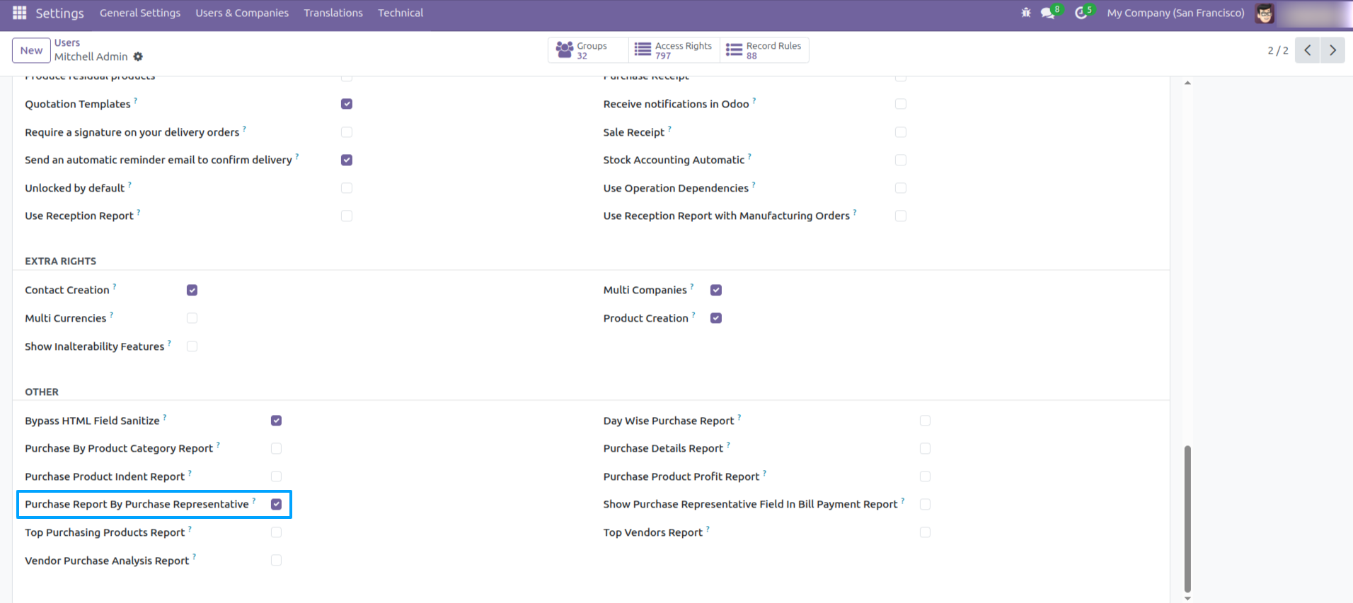 Purchase Menu