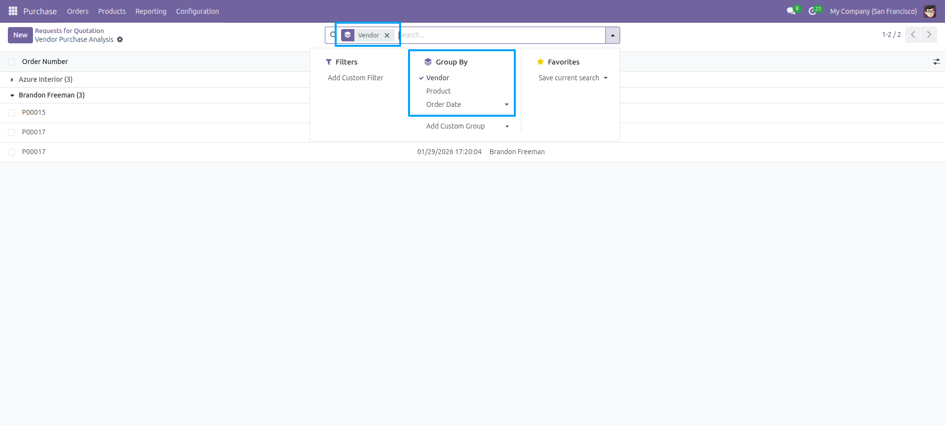 Vendor Purchase Analysis wizard - full configuration