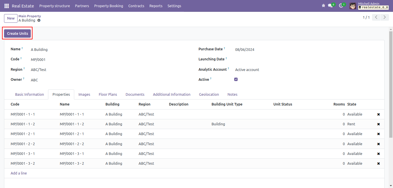 Create Units For Property Screenshot