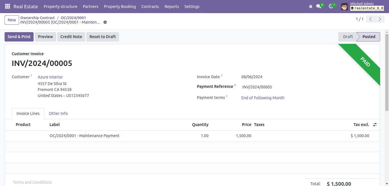 Create Invoice For Contract Screenshot