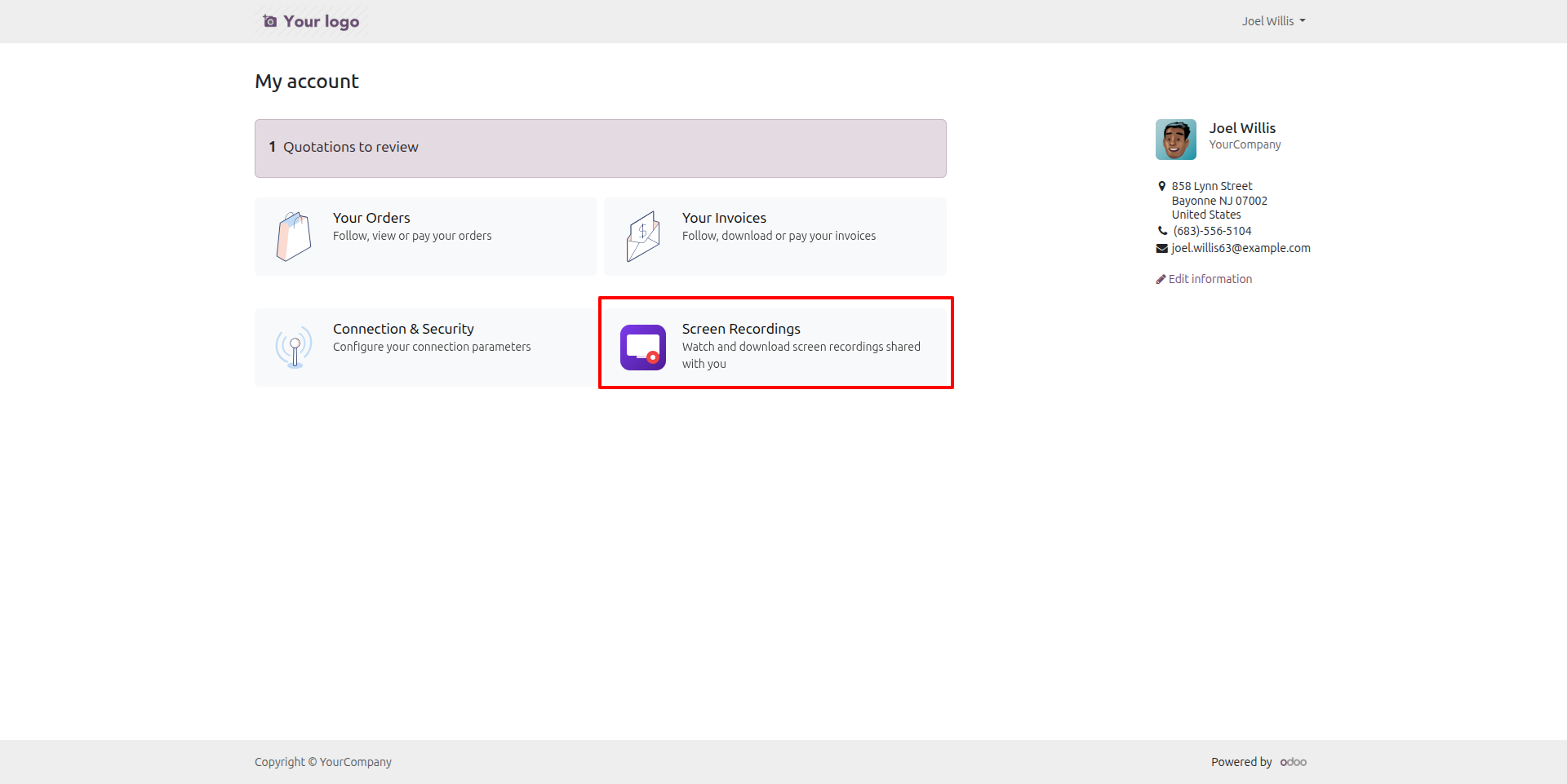 Portal Access for Shared Screen Recordings