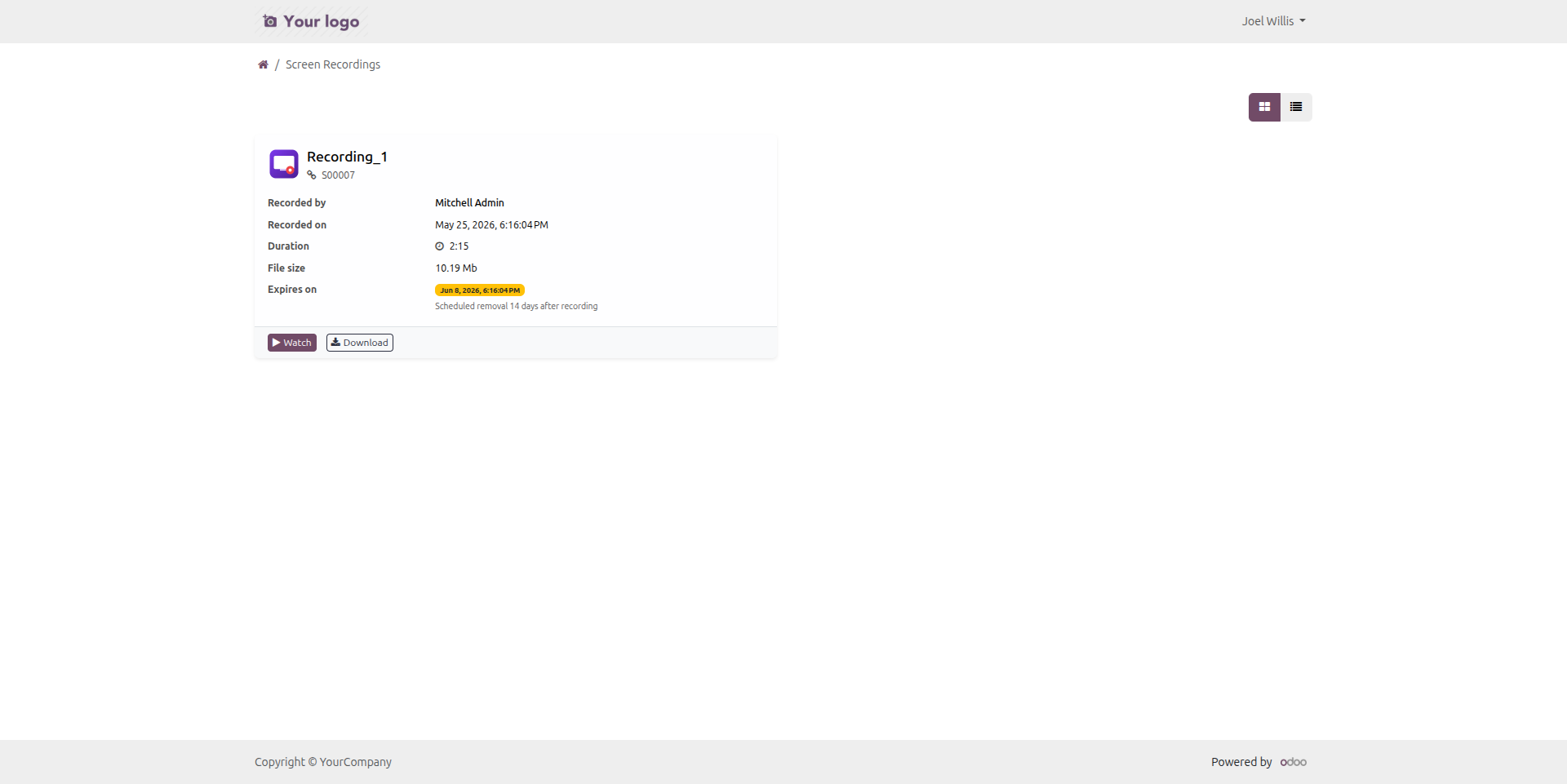 Access Shared Screen Recordings from the Portal