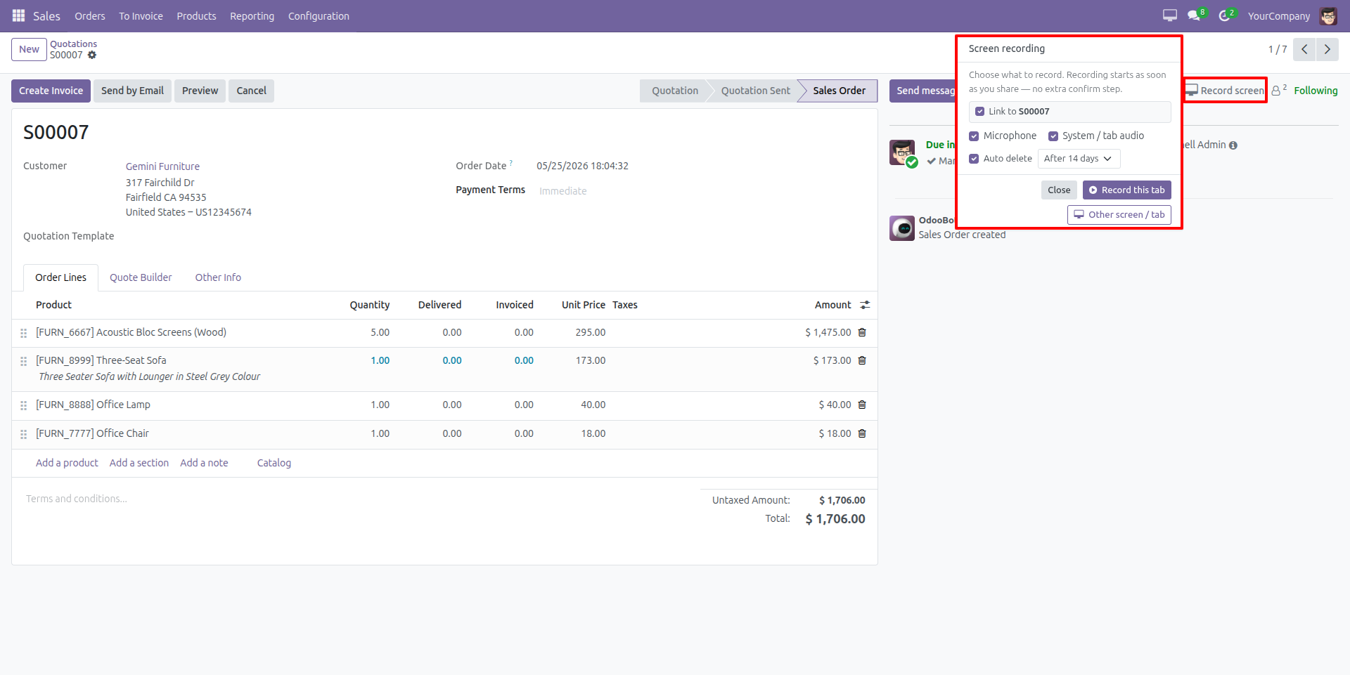 Start Screen Recording Directly from Chatter
