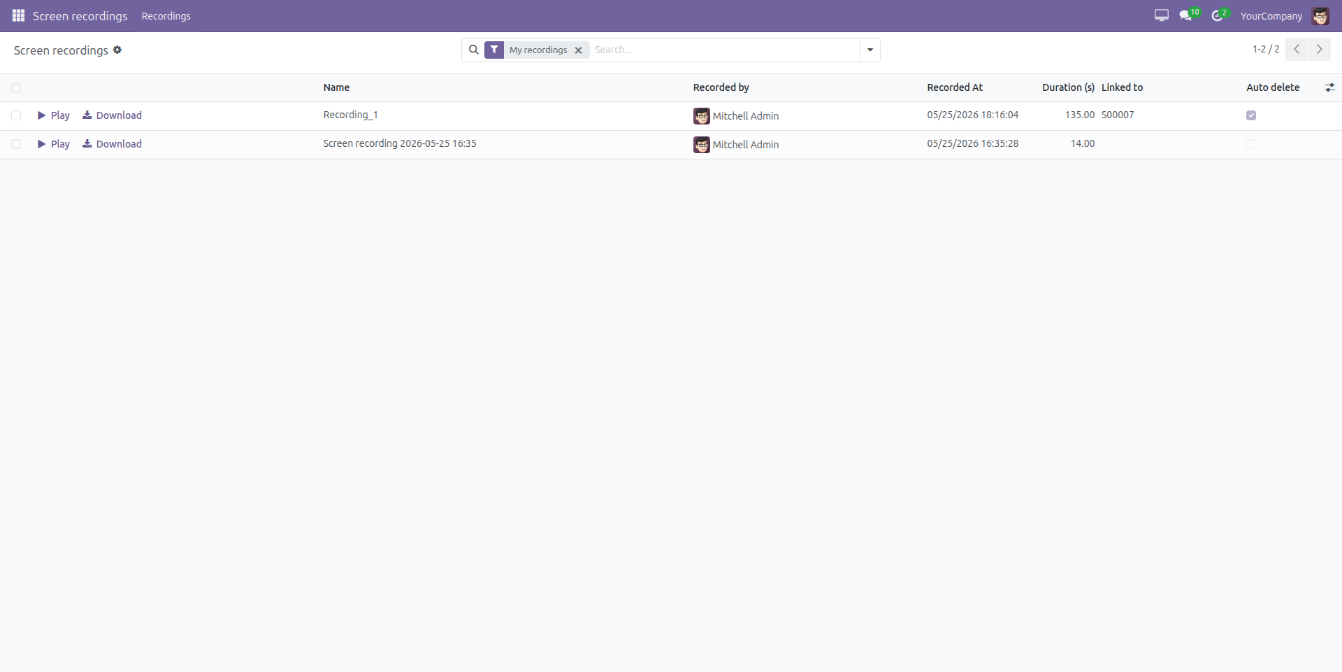 Manage and Download Screen Recordings