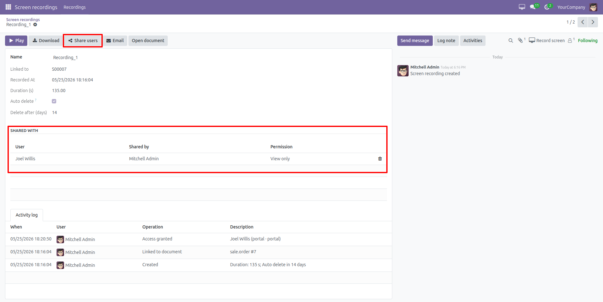 Share Screen Recordings with Users