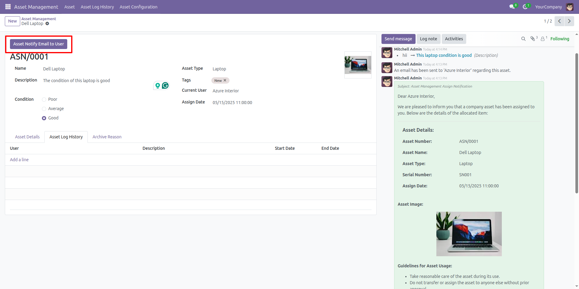 Send Notification Email to Assigned User