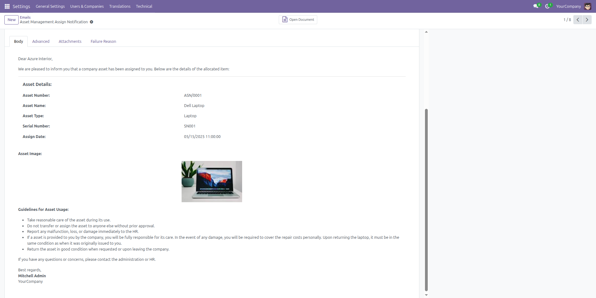 Email Sent to Assigned User