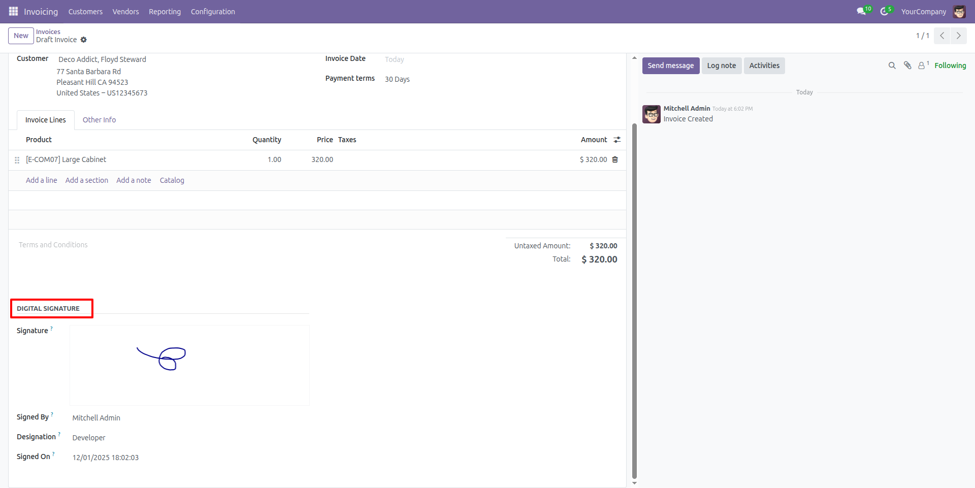 Invoice Digital Signature Section