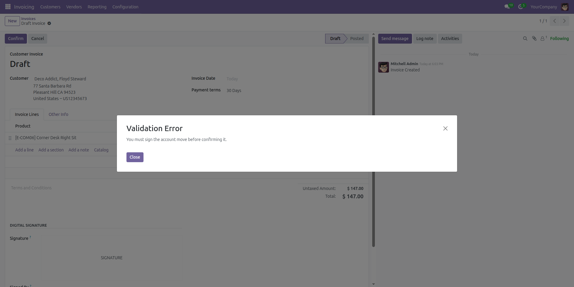 Invoice Signature Validation