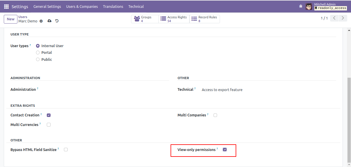Login Details Menu Screenshot