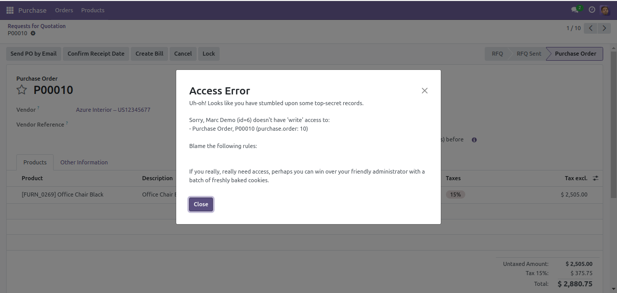 Login Details Menu Screenshot