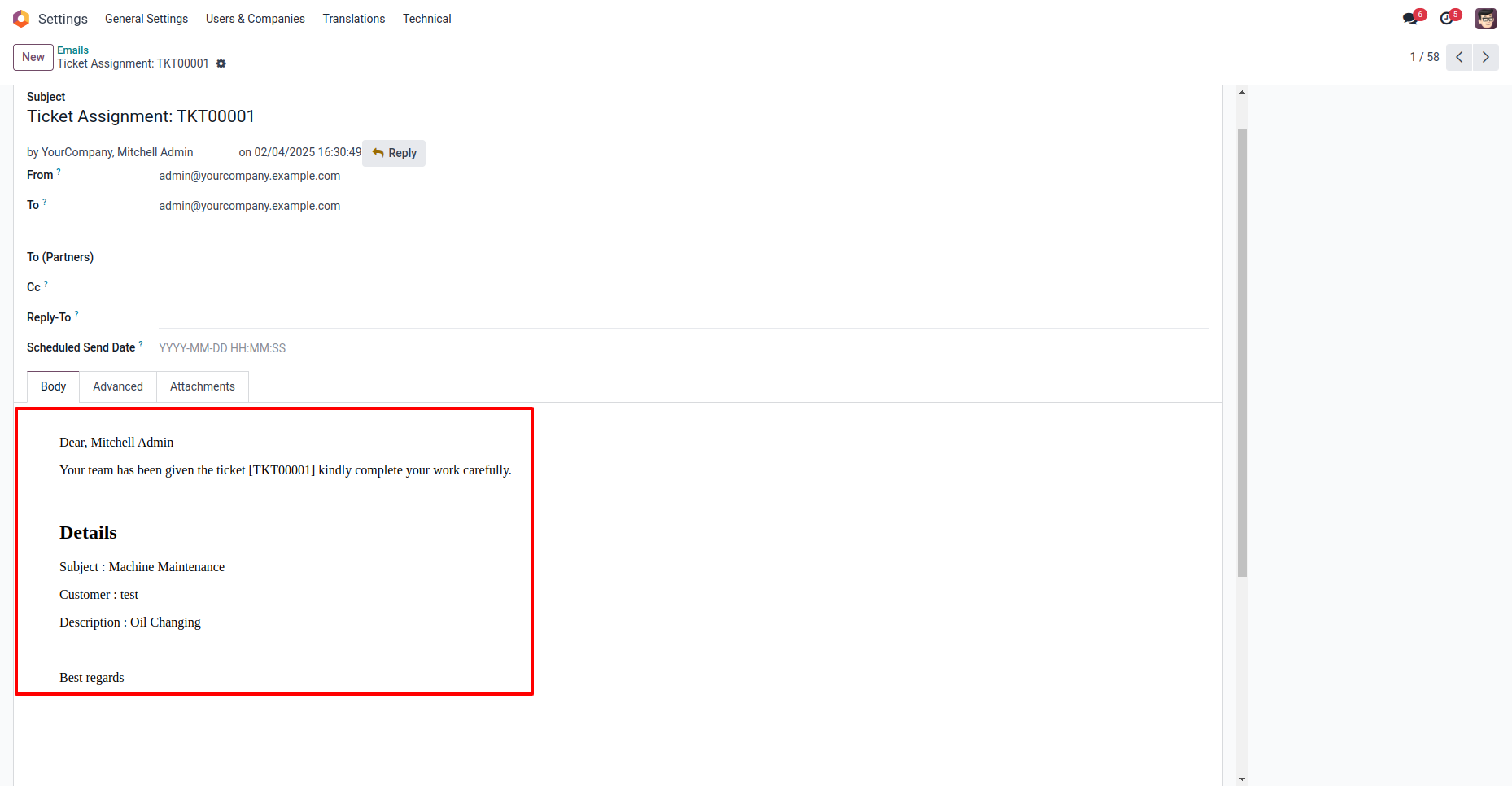 Ticket Assign Email