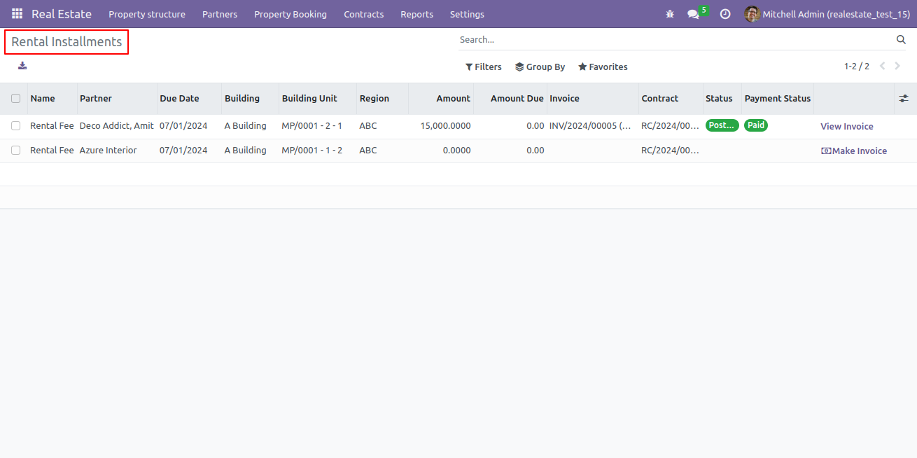 Show Rental Contract Screenshot