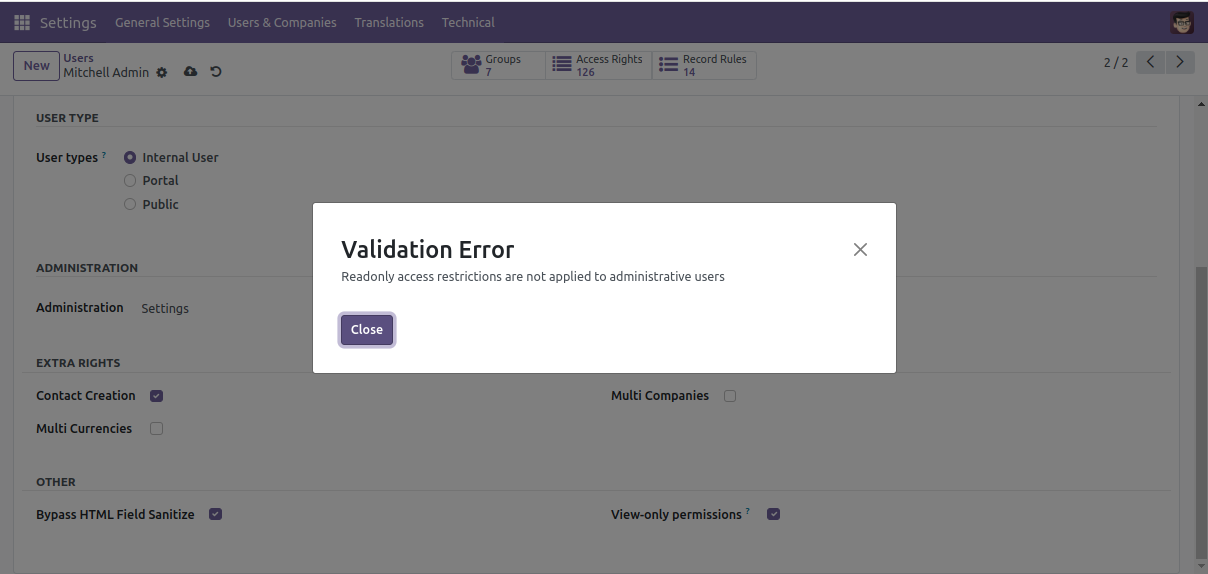 Login Details Menu Screenshot